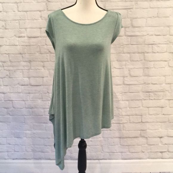 Anthropologie, Bordeaux Asymmetrical Tee in Tiffany Blue - XS; will fit S-M - Picture 2 of 8